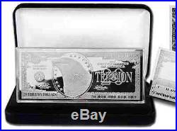 $20 TRILLION PROOF 4oz SILVER CURRENCY BAR IN VELVET DISPLAY BOX 2.5 x 6 + COA