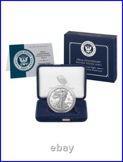 250th Anniversary US Navy American Eagle One Ounce Silver Proof Coin In Box