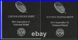 2-Coin Set, 2011-P & 2011-PW 9/11 Silver Proof National Medals with Box & COA