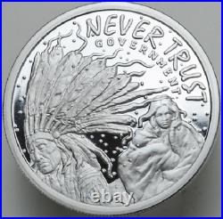 2 OZ 2016 Never Trust Government Proof ONLY 450 Minted Silver Shield COA/ BOX AG