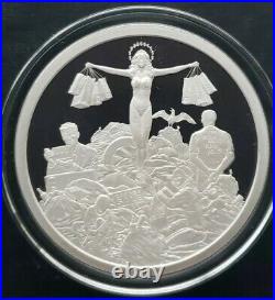 2 Oz. 999 Pure Silver Shield Proof Consumeranity Mini Mintage Round Coin Box Coa