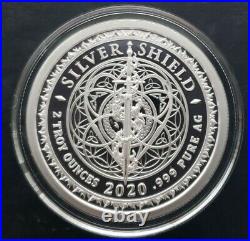 2 Oz. 999 Pure Silver Shield Proof Consumeranity Mini Mintage Round Coin Box Coa