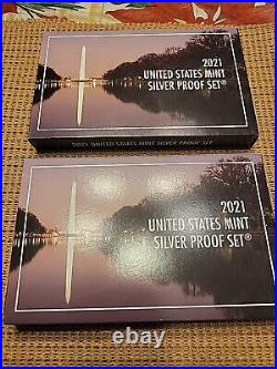 2 SETS 2021 S United States Mint Silver Proof Sets Original Box & COA