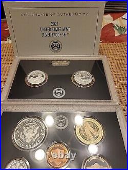 2 SETS 2021 S United States Mint Silver Proof Sets Original Box & COA