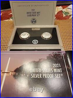 2 SETS 2021 S United States Mint Silver Proof Sets Original Box & COA