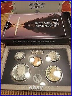 2 SETS 2021 S United States Mint Silver Proof Sets Original Box & COA