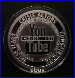 2 oz silver proof Youtube Censored 2021.999 Pure Fine COA Box Silver Shield