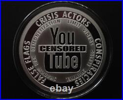 2 oz silver proof Youtube Censored 2021.999 Pure Fine COA Box Silver Shield