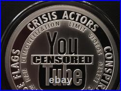 2 oz silver proof Youtube Censored 2021.999 Pure Fine COA Box Silver Shield