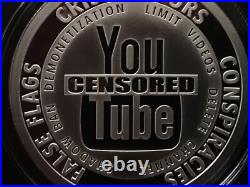 2 oz silver proof Youtube Censored 2021.999 Pure Fine COA Box Silver Shield