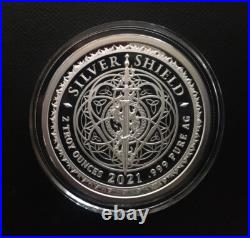 2 oz silver proof Youtube Censored 2021.999 Pure Fine COA Box Silver Shield