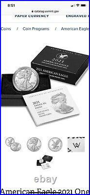3. 2021 W PROOF American Silver Eagle Type 2. Unopened Box. Arrived Today