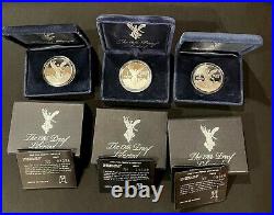 3 Coin Lot 1986 Mexico Libertad Proof 1 oz Silver Onza Cover, Box, & COA