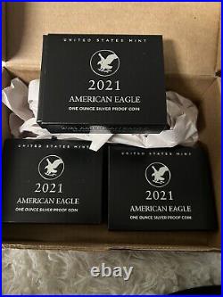 3 PACK- BOX UNOPENED/IN HAND American Eagle 2021 One Ounce Silver Proof Coin