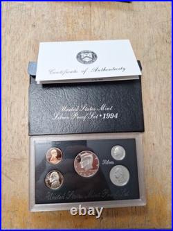 3 US Silver proof sets 1994, 1995, 1996 with Box COA