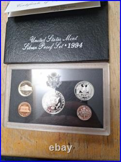 3 US Silver proof sets 1994, 1995, 1996 with Box COA