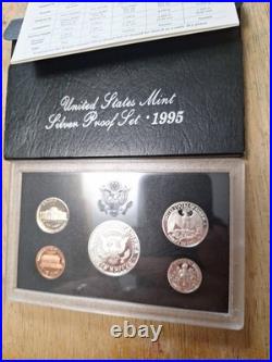 3 US Silver proof sets 1994, 1995, 1996 with Box COA