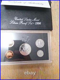 3 US Silver proof sets 1994, 1995, 1996 with Box COA