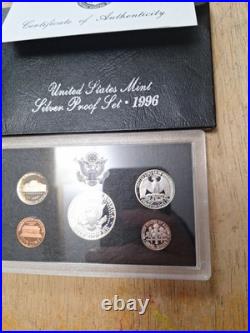 3 US Silver proof sets 1994, 1995, 1996 with Box COA