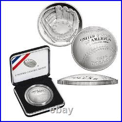 3x 2014 P Baseball Hall of Fame 90% Silver Proof Dollars PF US Mint Box Curved