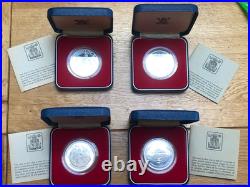 4x 1977 Silver Jubilee Crown. 925 Silver Proof Coins-Different Royal Mint Issues