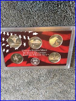 50 State Quarter Silver Proof Sets 1999-2008 Sets In Mint Collectors Box