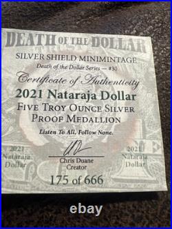 5 Oz Silver Proof 2021 Nataraja Dollar Round with COA And Display Box 175/666 5 Oz Silver Proof 2021 Nataraja Dollar Round with COA And Display Box 175/666