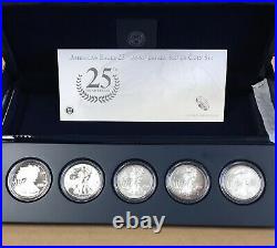 5 Pc. 2011 Proof Silver Eagle Set 25th Anniversary Box And Certs Original Toning