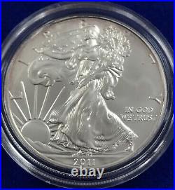 5 Pc. 2011 Proof Silver Eagle Set 25th Anniversary Box And Certs Original Toning