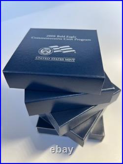 5 Sets- 2008 Bald Eagle Commemorative Silver Proof Dollar, Ea3 Us Mint, Box+coa