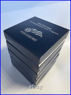 5 Sets- 2008 Bald Eagle Commemorative Silver Proof Dollar, Ea3 Us Mint, Box+coa