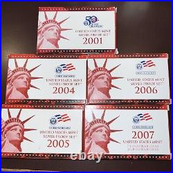 5- Silver Proof Sets Complete With Box And COA LOT #13 5- Silver Proof Sets Complete With Box And COA LOT #13