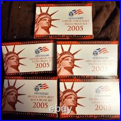 5 X 2005 United States Mint Silver Proof Sets in Original Shipping Box