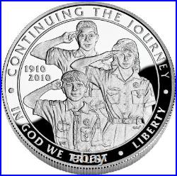 5 each! 2010 BOY SCOUTS OF AMERICA CENTENNIAL PROOF SILVER DOLLAR With COA+BOX