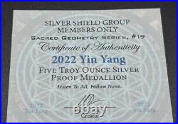 5 oz silver proof Yin Yang 2022.999 Pure COA Box Silver Shield SSG Asia Limited