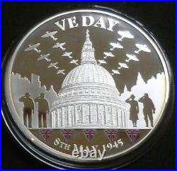 5oz Sterling Silver Proof Britannia VE Day Commemorative Medallion 2010 Boxed