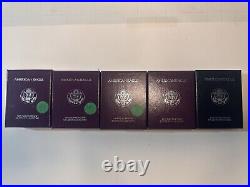 89-91,93,98 American Eagle Proof Coins. All Boxes, Display And COA 89-91,93,98 American Eagle Proof Coins. All Boxes, Display And COA