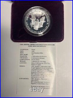 89-91,93,98 American Eagle Proof Coins. All Boxes, Display And COA 89-91,93,98 American Eagle Proof Coins. All Boxes, Display And COA
