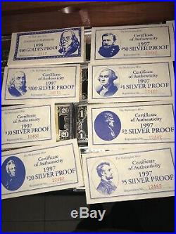 999 Silver Proof 8 Bars 1/4 Pound Each 2# Total Box & COA Washington Mint 1997