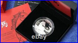 999 fine Silver Proof 1oz Coin, 2014 Lunar Year Of The Horse, withBox + COA