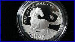 999 fine Silver Proof 1oz Coin, 2014 Lunar Year Of The Horse, withBox + COA