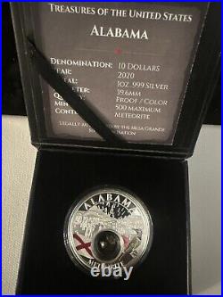 ALABAMA METEORITE #/500 COA MINT BOX 1 OZ SILVER Treasures of the US MESA GRANDE