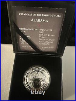 ALABAMA METEORITE #/500 COA MINT BOX 1 OZ SILVER Treasures of the US MESA GRANDE