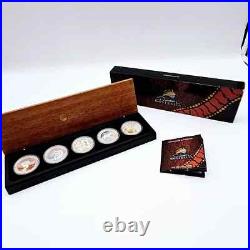 AUSTRALIA 2009 5-Coin 1 oz x 5 Silver'Discover Australia' Proof Set Wooden Box