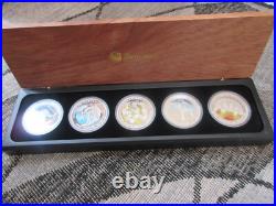 AUSTRALIA 2009 5-Coin 1 oz x 5 Silver'Discover Australia' Proof Set Wooden Box