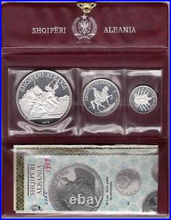 Albania Silver Proof 3 Dif Coins Set 5 25 Lek 1969 Year Psa4 Coa Box Mint 1500