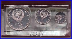 Albania Silver Proof 3 Dif Coins Set 5 25 Lek 1969 Year Psa4 Coa+box Min 1500