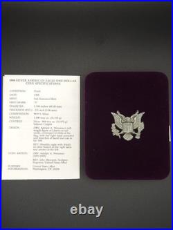 American Eagle 1988 $1 Proof Silver Coin 0.999 San Francisco with Box & Specs