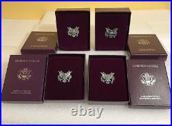 American Eagle Silver Proof Dollar 1989 1990 1991 1992 -S- Lot Of 4 Box & COA