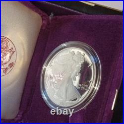 American Silver Eagle 1990-S Proof 2oz. 999 Silver with Box & COA